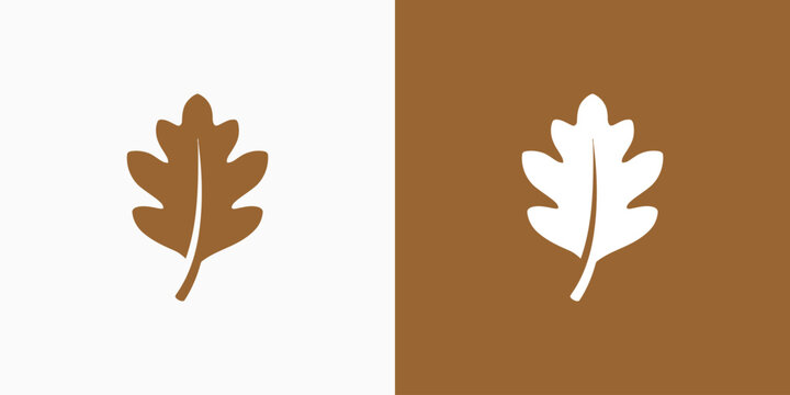 Oak leaf vector logo design with modern, simple, clean and abstract style.