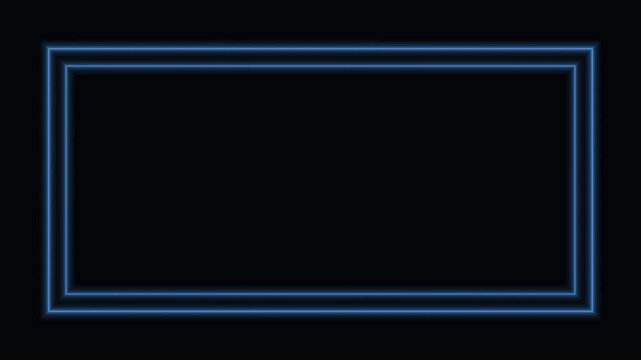 Animated blue neon multi frame glowing border background flowing loop