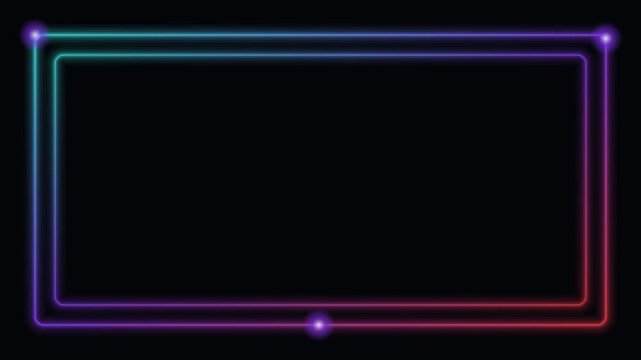 cyan neon glowing frame border background chasing lights loop