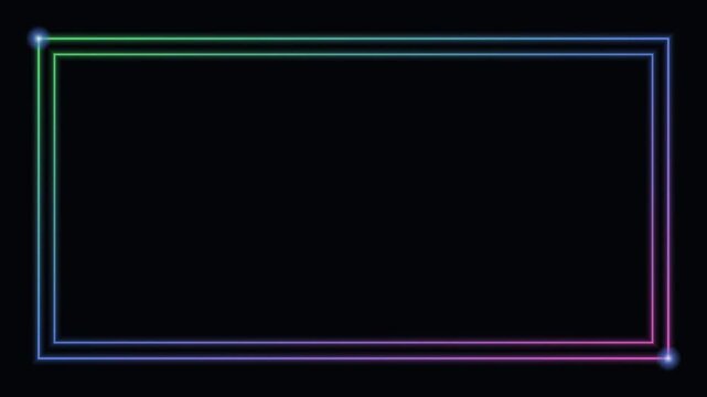 green neon glowing frame border background chasing lights loop
