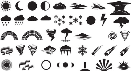 Black weather and astronomy icon set in flat design © Musharof