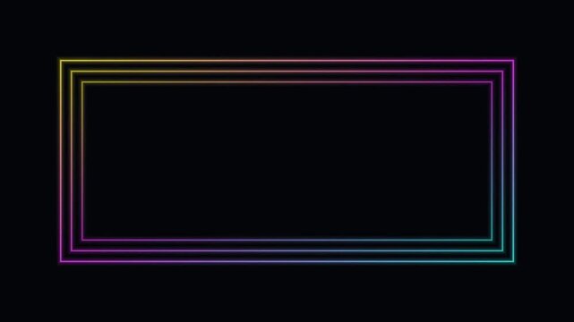 yellow neon glowing frame border background flickering loop