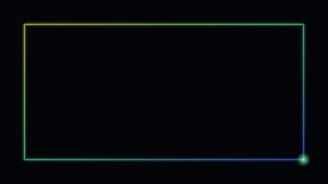 yellow neon glowing frame border background running light loop