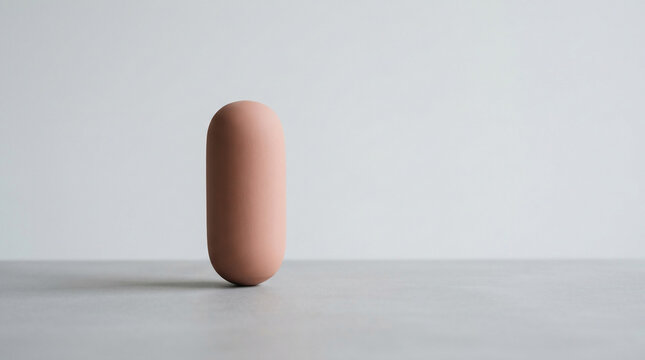 Minimalist Soft Pink Ellipsoid Decorative Object on a Smooth Neutral Surface for Contemporary Interior Design