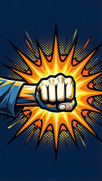 karate knock comic book style illustration of a fist punch effect