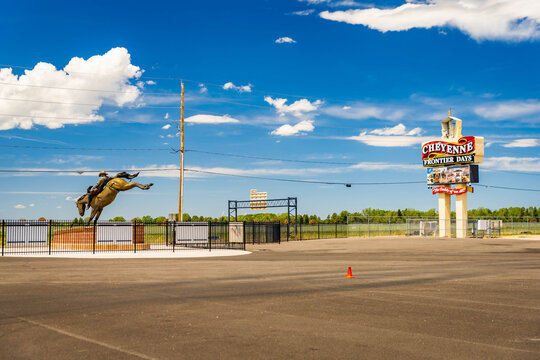 Historic Cheyenne Frontier Days Entrance Sign and Sculpture