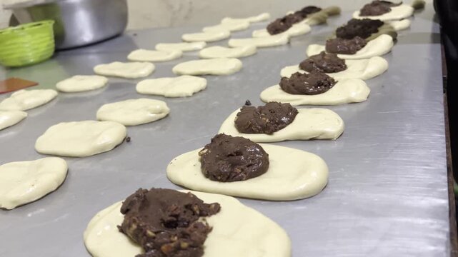 Baking Chocolate Filling in Dough
