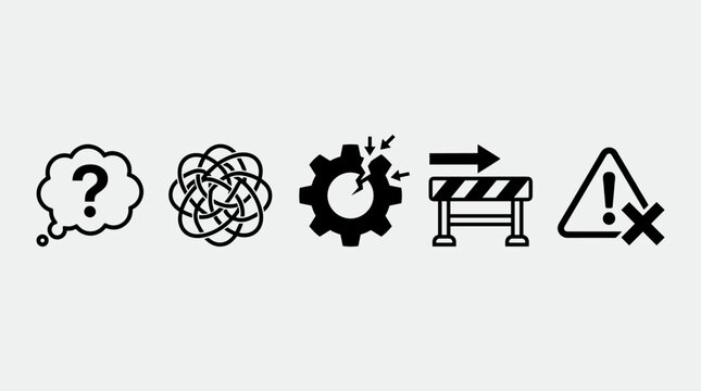 Problem Solving and Technical Issue Icons Set