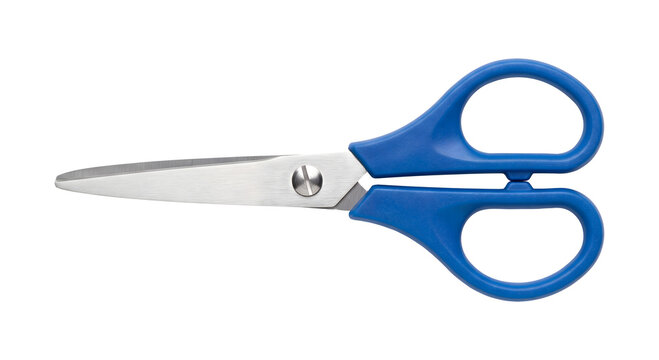 Realistic Blue School Scissors Isolated on Transparent Background with Stainless Steel Blades for Back to School Office and Craft Supplies