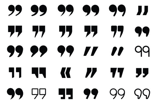 Set of quote mark icons isolated on white background. Quotation marks. Quotations, Set of quote mark. Quotes icon vector set. Quote marks outline, speech marks, inverted commas or talking marks .
