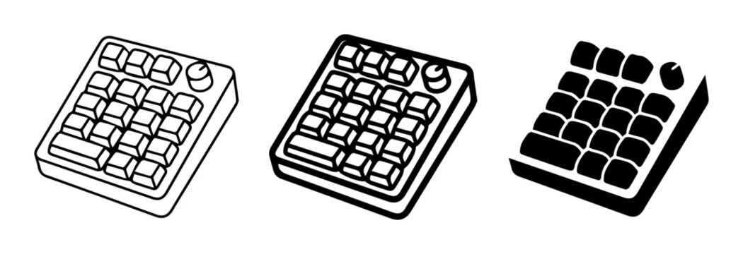 Numeric Keypad Icons, Digital Input Device Vector Set, Computer Accessory Graphics