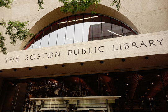 Boston, MA - USA - 08-04-2025: The Boston Public Library on Boylston Street
