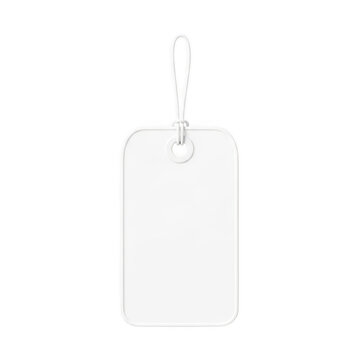 Blank white rectangular tag with string loop