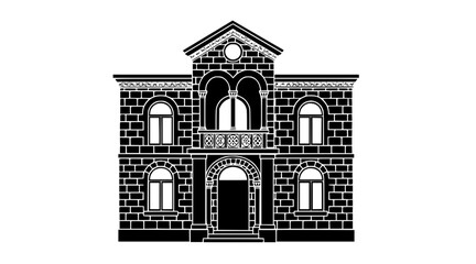 Fototapeta premium Classic Stone Mansion Facade Icon Vector Illustration