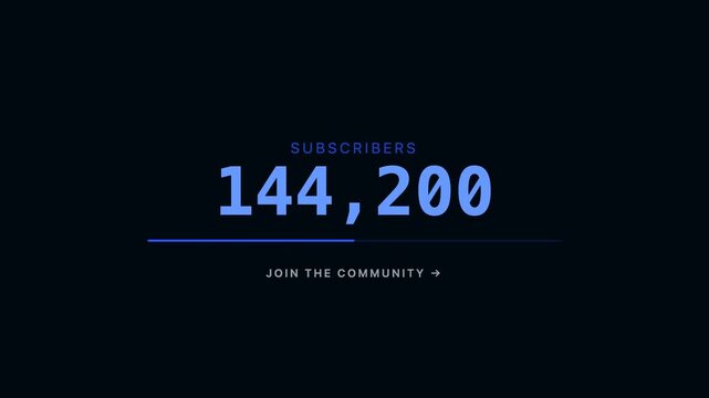 Blue YouTube Subscriber Count Tick Animation Loop