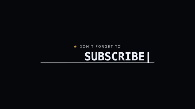 White YouTube Typewriter Subscribe CTA Animation Loop