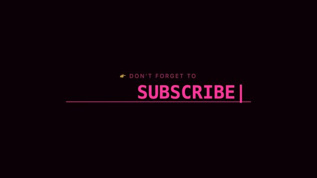 Pink YouTube Typewriter Subscribe CTA Animation Loop