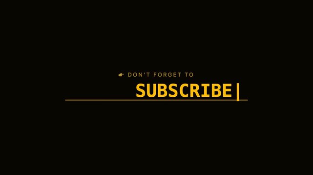 Gold YouTube Typewriter Subscribe CTA Animation Loop