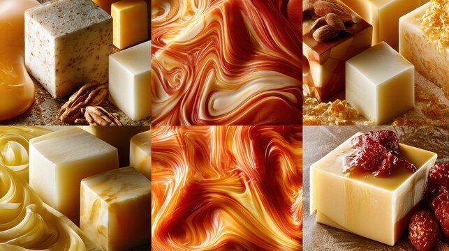 Collage of gourmet fudge and creamy confectionery treats