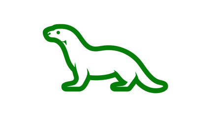 Fototapeta premium Minimalist Green Otter Outline Vector Icon on White Background - Simple Wildlife Animal Illustration for Design Elements