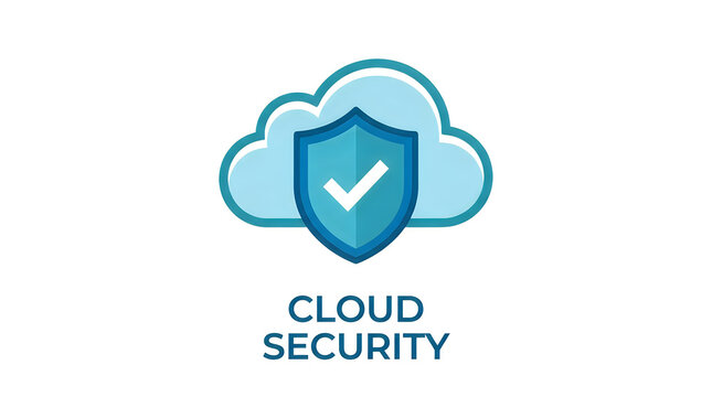 Cloud security shield icon with check mark