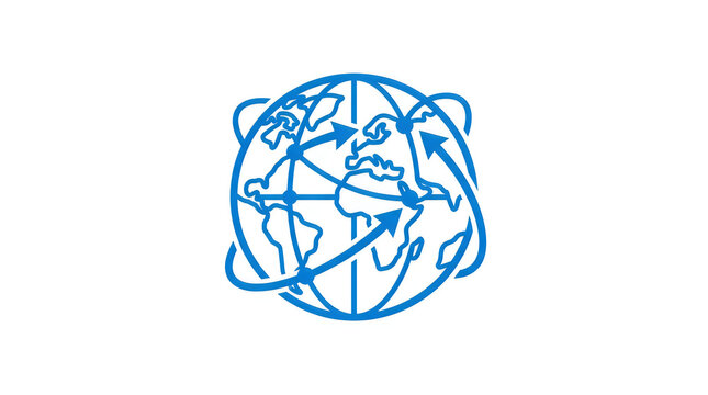 Blue globe with arrows