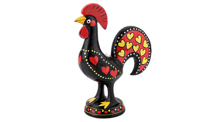 Traditional colorful painted wooden rooster figurine Galo de Barcelos isolated on transparent background cut out © novator-png