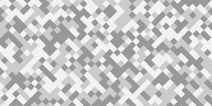 Abstract gray censored pixel mosaic pattern background seamless geometric white square digital tech backdrop, minimalist grid texture vector illustration design wallpaper banner artwork.
