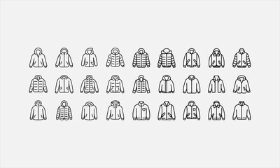Insulated jacket Line art icon set clean abstract pattern vector illustration © lokshmon