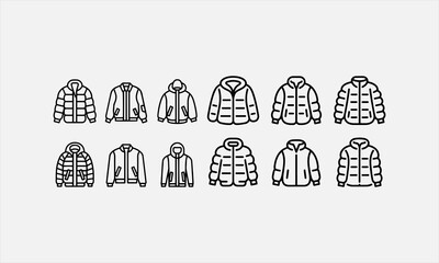 Insulated jacket Line art icon set clean abstract pattern vector illustration © lokshmon