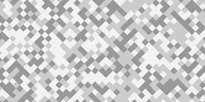 Abstract gray censored pixel mosaic pattern background seamless geometric white square digital tech backdrop, minimalist grid texture vector illustration design wallpaper banner artwork.