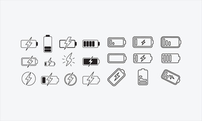 Naklejka premium Low Battery Line art set creative modern vector illustration