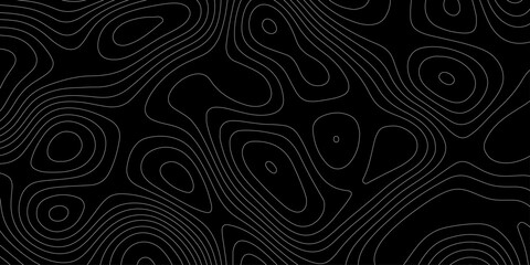 Abstract topographic map line background vector seamless topography contour curve texture, modern black and white geographic outline backdrop minimal wave design tech graphic wallpaper banner. © Abu Bokkor Siddique