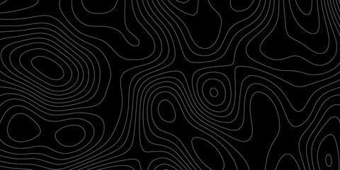 Abstract topographic map line background vector seamless topography contour curve texture, modern black and white geographic outline backdrop minimal wave design tech graphic wallpaper banner. © Abu Bokkor Siddique