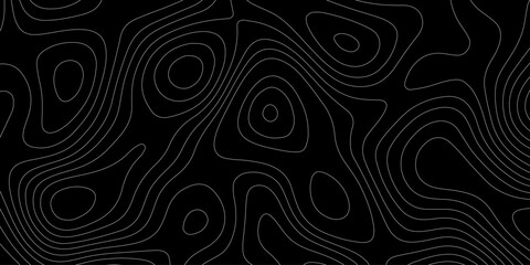 Abstract topographic map line background vector seamless topography contour curve texture, modern black and white geographic outline backdrop minimal wave design tech graphic wallpaper banner. © Abu Bokkor Siddique