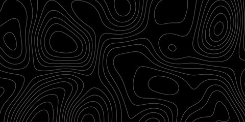 Abstract topographic map line background vector seamless topography contour curve texture, modern black and white geographic outline backdrop minimal wave design tech graphic wallpaper banner. © Abu Bokkor Siddique