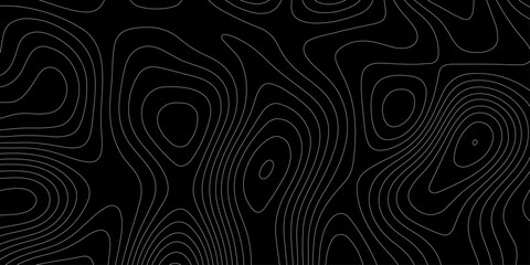 Abstract topographic map line background vector seamless topography contour curve texture, modern black and white geographic outline backdrop minimal wave design tech graphic wallpaper banner. © Abu Bokkor Siddique