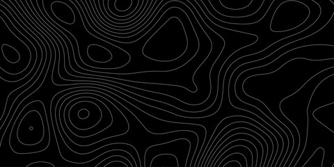 Abstract topographic map line background vector seamless topography contour curve texture, modern black and white geographic outline backdrop minimal wave design tech graphic wallpaper banner. © Abu Bokkor Siddique