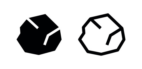 Rock icon set, stone and boulder symbol in solid and outline style. © liubomir118809