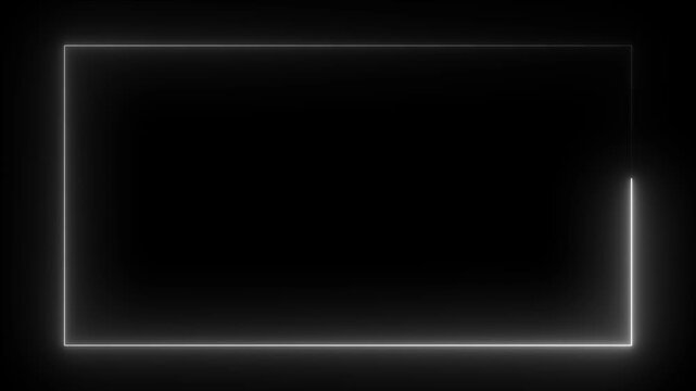 Glowing neon  square rectangle picture frame icon animation. 4k video