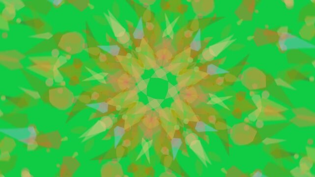 Mandala animating on transparent canvas on play, rotating and pulsing to form layered shard blossom