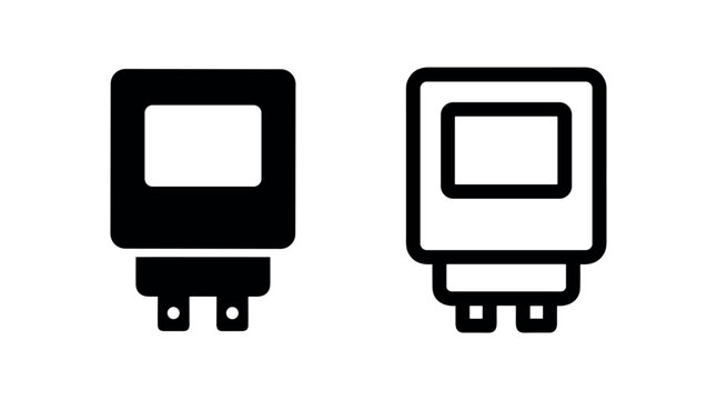 G9 or G4 LED bulb base icon set, Halogen lamp connector symbol, Energy-efficient light socket outline and solid icons