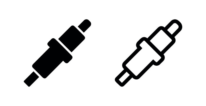 Audio jack or cable connector icon set, Generic inline adapter symbol, Electrical cable coupler solid and outline icons