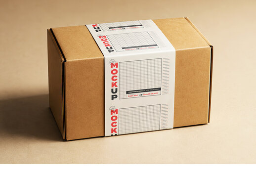 Branding Paper Stripe around Wooden Box Mockup