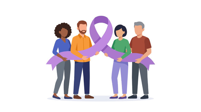 The Image Shows A Group Of Five People Standing Together And Holding A