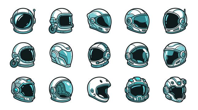 Dark teal space helmet icons for gaming interfaces