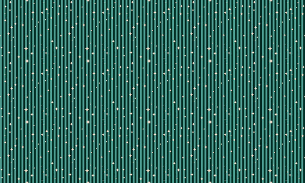 High resolution seamless vertical stripe pattern with stars, dark emerald green sparkling background.