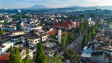 Fototapeta premium Muslims Perform Eid al-Adha Prayer at a Mosque in Bandung, Indonesia