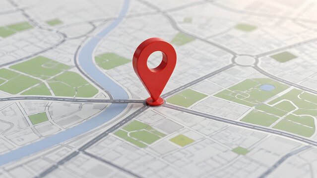Strategic location pointer on modern street map highlighting real estate property placement and urban navigation
