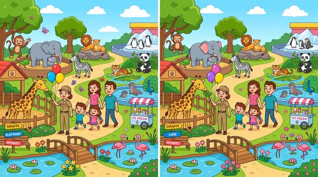 Spot the Difference &ndash; A Game for Kids: At the Zoo